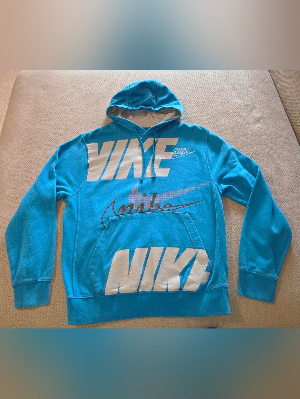 Nike Evolution of the Swoosh Multi-Logo Laser Blue Hoodie Retro CU3511-411 Men's